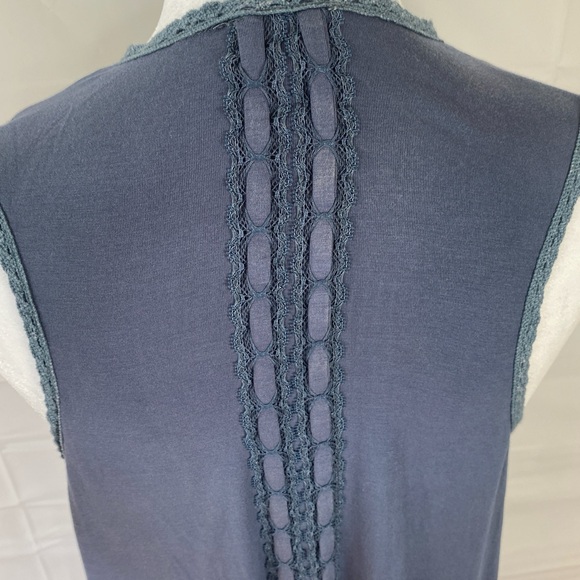 POL Hippie Boho Sleeveless Embroidered Open Cardigan Vest Small S Lace - Picture 7 of 8